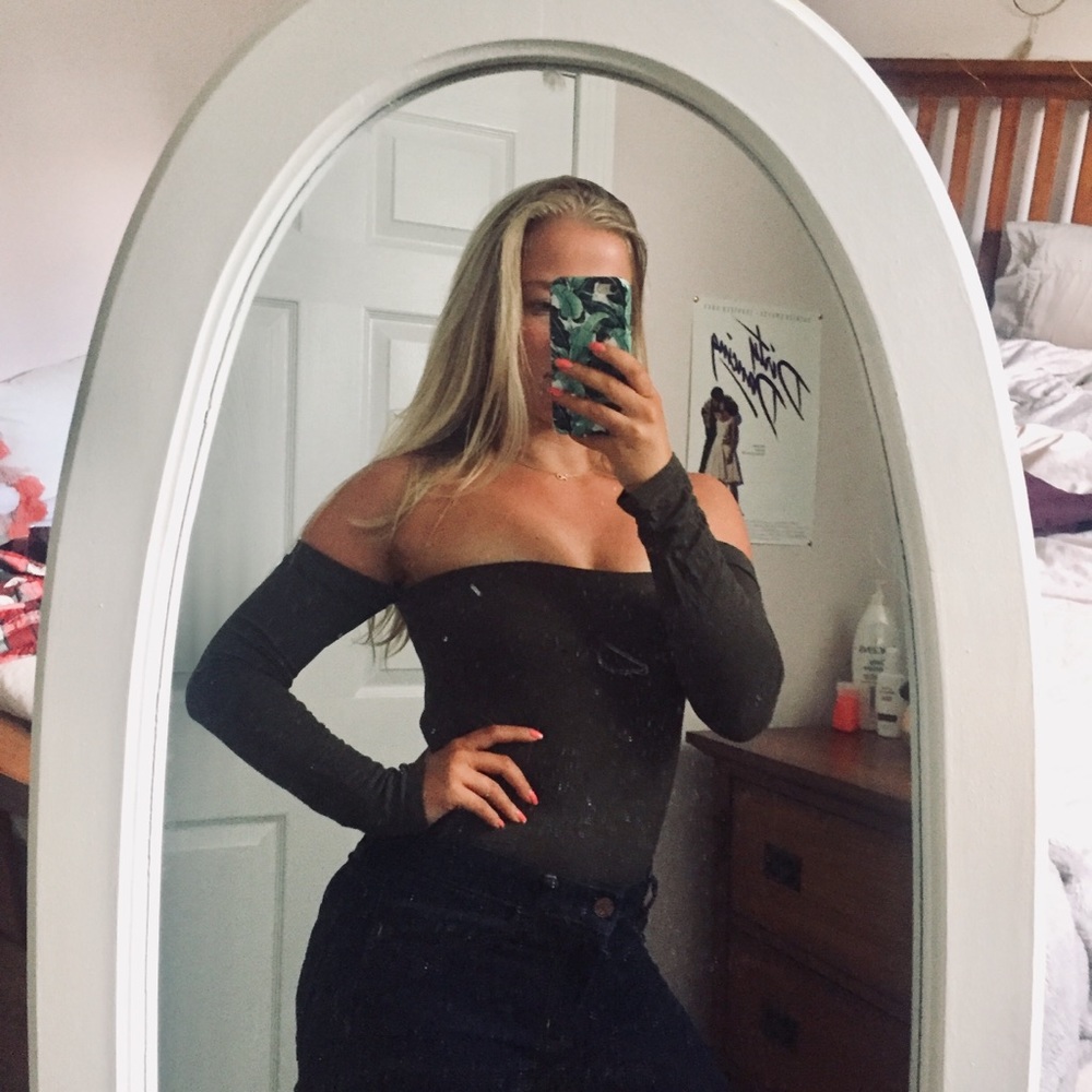 Wasabi+Mint Green Off The Shoulder Bodysuit